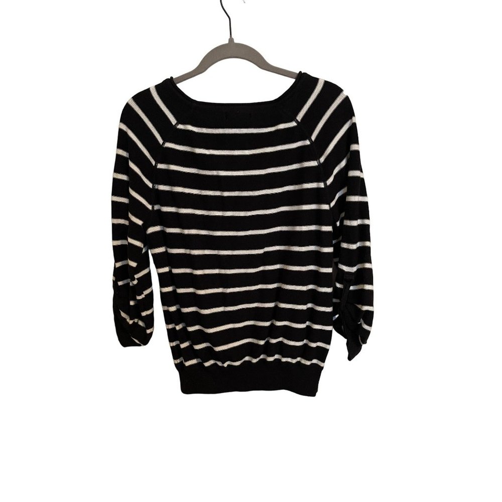 Grace Elements Knit sweater size XL black white‎ striped - Picture 2 of 7